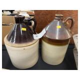 (2) Stoneware Storage Jugs