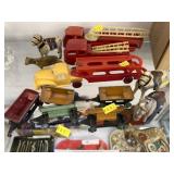 Vintage Toy Vehicles with Wood Animal Figurines