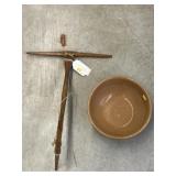 New England Niddy Noddy with  Pottery Bowl