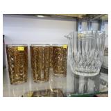 Gold Overlay Tumblers with Ice Bucket