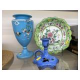 Hand Painted Art Glass with Enameled Bowl