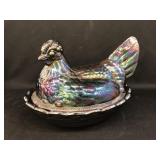 Carnival Glass Hen On Nest