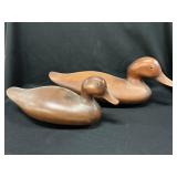 2 Carved Wood Duck Decoys