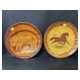 (2) Foltz Redware Plates