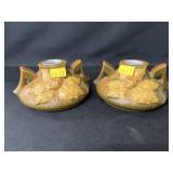 (2) Roseville Candlestick Holders