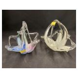 (2) Unsigned Art Glass Baskets