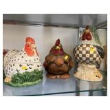(3) Chicken Ceramic Cookie Jars