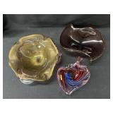 (3) Pieces of Unsigned Art Glass