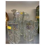 Opalescent Art Glass Pitcher Set