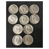 (10) Post-1964 Kennedy Half Dollars