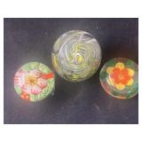 (3) Art Glass Paperweights