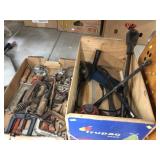 (2) Boxes- Clamps, Bottle Jack, Hardware