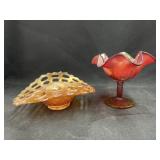 (2) Pieces of Carnival Glass