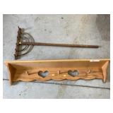 Wooden Rake with Wall Shelf