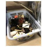 Avon Bottles, Plastic Laundry Basket