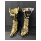 (2) Brass Shoe Form Vases