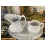 Ironstone Platter with Pitchers