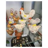 Glass & Porcelain Chicken Figurines, Cream Pitcher