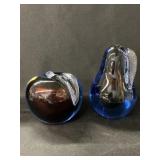 (2) Unsigned Art Glass Paperweights