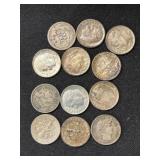 (12) Silver Dimes