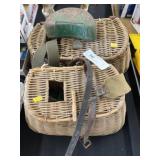 (2) Wicker Fishing Creels with Bait Box