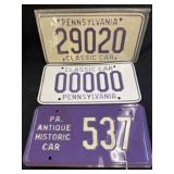 (3) PA Antique and Classic Car License Plates