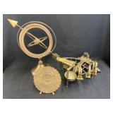 Brass Sextant with Armillary and Calendar