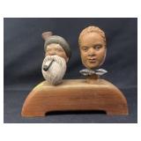 (2) European Carved Wood Bottle Tops