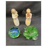 Willow Tree Figurines with Art Glass Paperweights