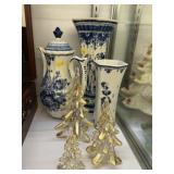 Delft Pottery with Glass Trees