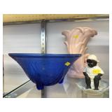 Cobalt Bowl, Candleholder, Pottery Vase