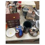 Jewelry Box, Shorebird Figurines, Buttons