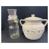 Longaberger Pottery Canister with Peanut Jar