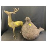 Cast Metal Bird and Deer