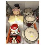 (5) Ceramic Cookie Jars, 3 Stoneware Canisters