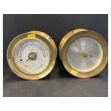 (2) Brass Barometer Gauges
