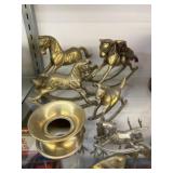 Brass Rocking Horses with Miniature Spittoon