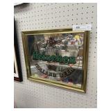 Mirrored Brewery Advertisement with Clock