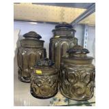 (4) Moon and Star Glass Canisters