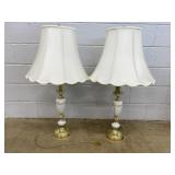 Pair of Porcelain and Brass Table Lamps