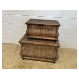 2 Bombay Rattan Covered Storage Chests