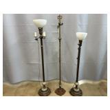 3 Various Vintage Metal Floor Lamps