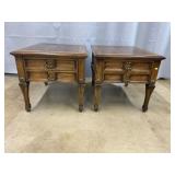 Pair of Globe One Drawer End Tables