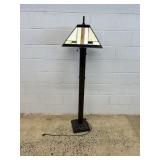 Modern Metal Mission Style Slag Glass Floor Lamp