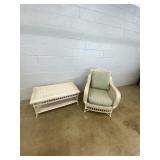 Modern Rattan Arm Chair with Coffee Table