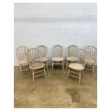 7 Salmon Painted Spindle Back Chairs