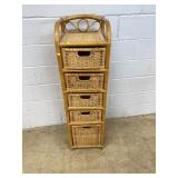 Rattan Shelf Unit w/ 5 Pull out Wicker Drawers