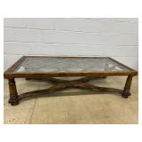 Wooden Coffee Table w/ Glass Top