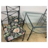 5 Piece Dinette Set w/ Metal Base & Glass Top