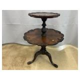 Mahogany Ornate 2 Tiered Stand